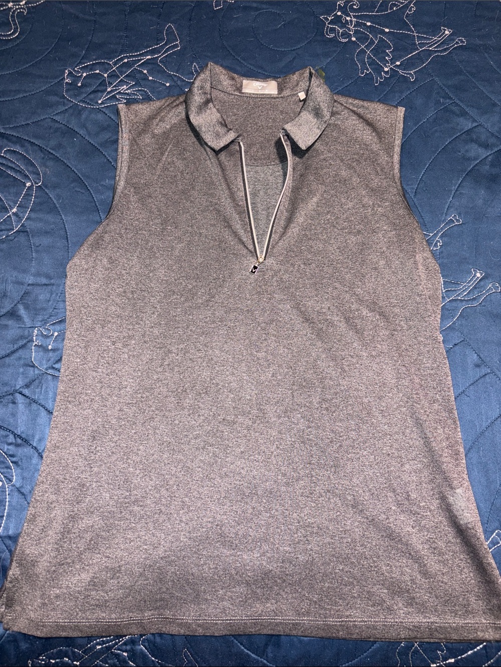 Callaway Gray Sleeveless Zip Polo Tank Top